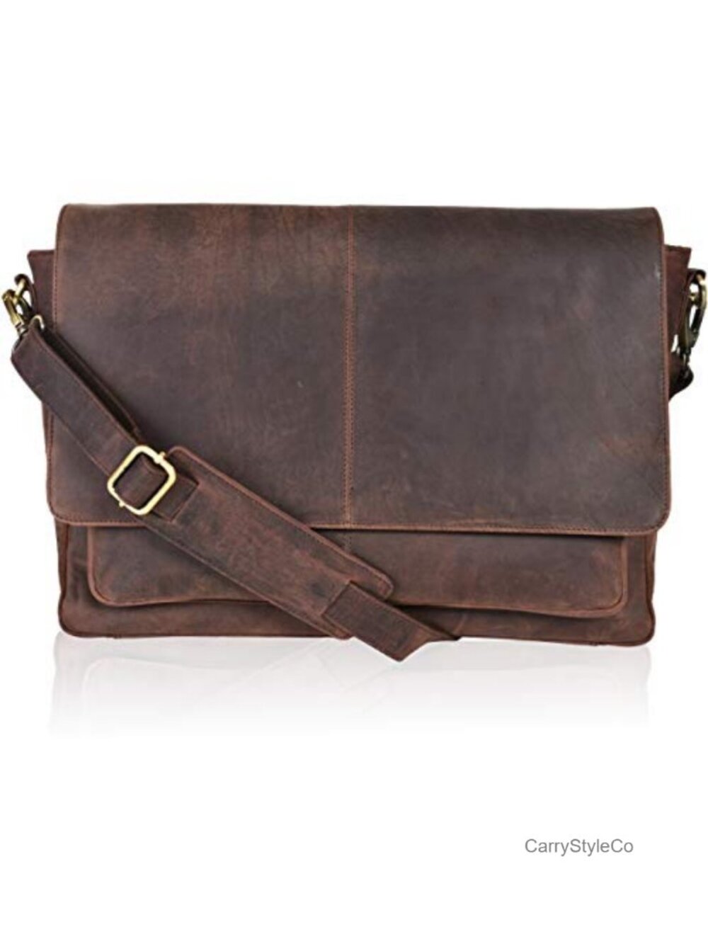 Genuine Leather Messenger Bag for Work, Laptop Briefcase Crossbody Satchel